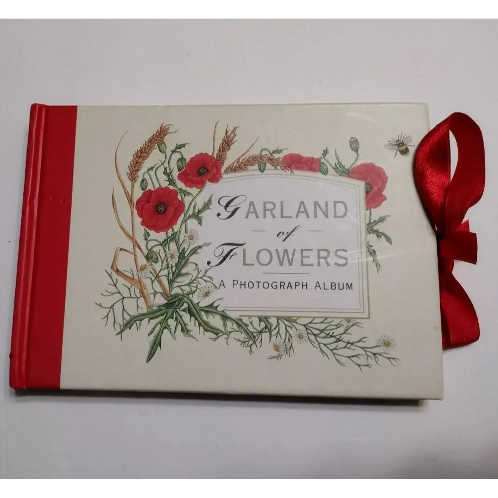 Vintage Photo Album Garland Of Flowers 1990s Cottagecore Hardcover Red Floral